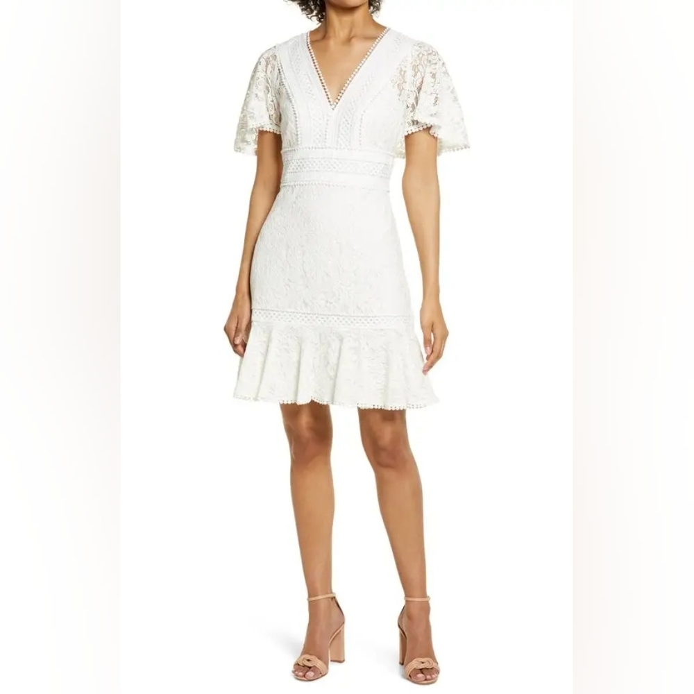 Eliza J Lace‎ Fit & Flare Dress - Ivory